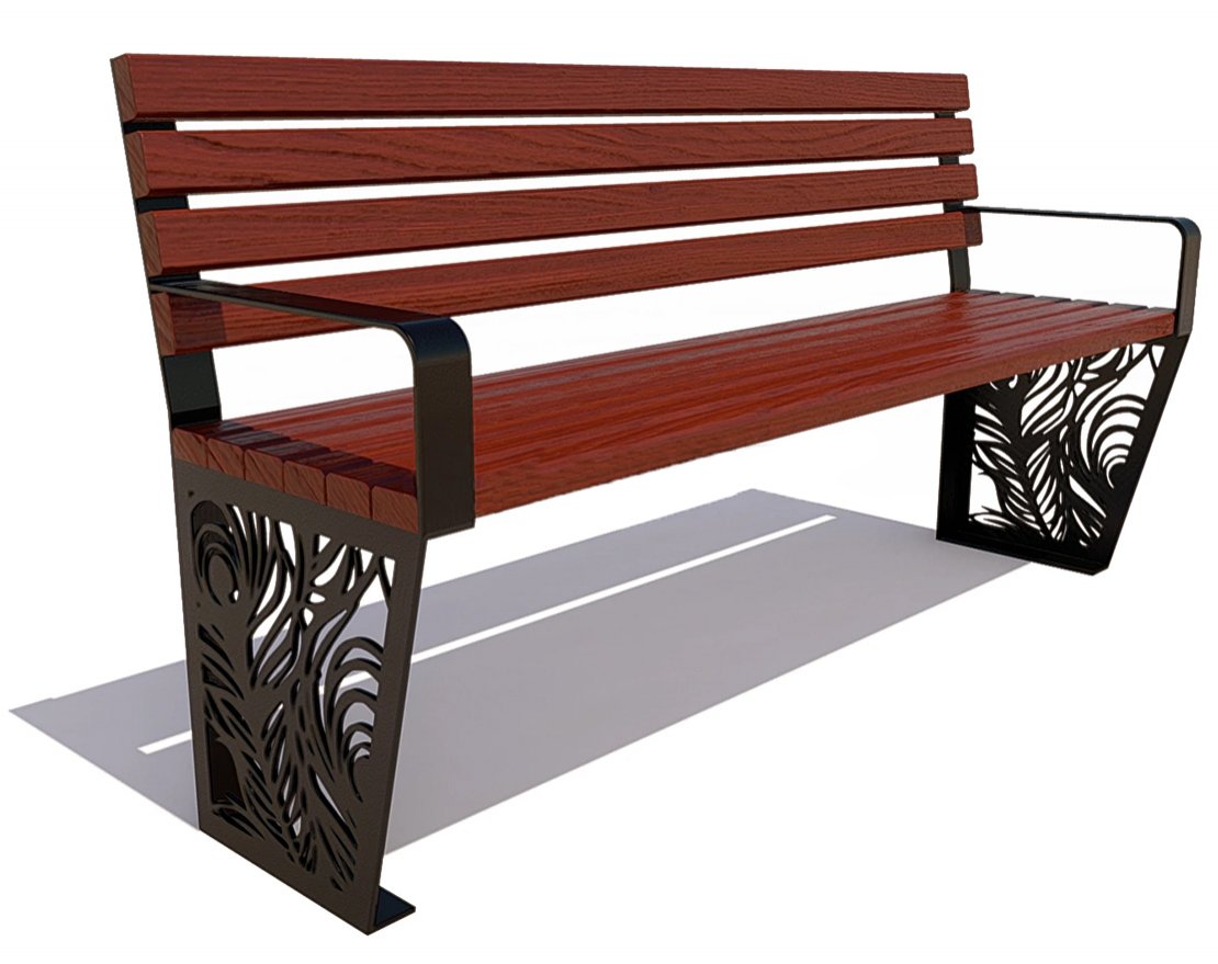 Скамейка садовая Павлин, лиственница - вид 4