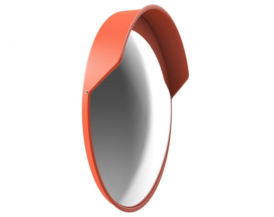 Зеркало уличное с козырьком 600 мм с кронштейном для трубы - вид 4